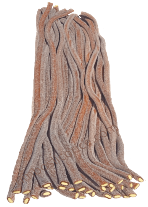 Sour Cola is a Sweet-Sour Licorice Rope which taste like a Cola Soda Pop with a bit of a prickling sparkling sensation in the mouth.